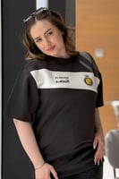 تيشرت النصر أسود بشريط أبيض مائل