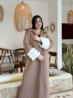 فروة نسائية شتوية جوخ فاخر مع فرو ناعم