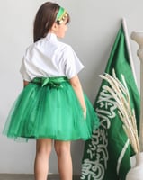 طقم وطني بناتي( تنوره اخضر مع قميص)