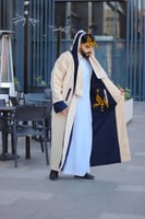 فروه رجالية دبل فيس مع شال سكري وكحلي