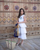 فستان شالكي رمضاني كحلي /ابيض