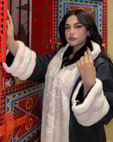 فروة نسائي قماش جلد مبطن بفرو من الداخل وفرو مدرب...