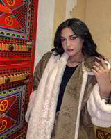 فروة نسائي قماش جلد مبطن بفرو من الداخل وفرو مدرب...