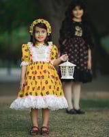 فستان شالكي اصفر /دانتيل