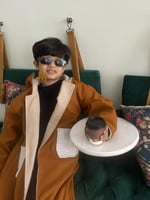 فروه ولادي مع شال دبل فيس لون جملي مع بيج