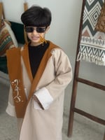 فروه ولادي مع شال دبل فيس لون جملي مع بيج