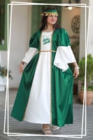 فستان اطفال طويل - اخضر وابيض