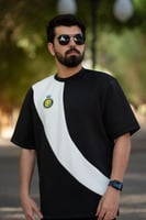 تيشرت النصر أسود بشريط أبيض مائل