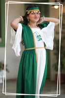 فستان اطفال طويل - اخضر وابيض