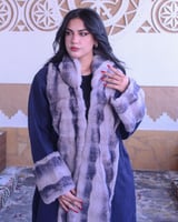 فروة نسائي قماش جوخ بفرو مموج من الخارج