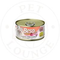 طعام رطب معلب للقطط تونة وروبيان بالمرق - 85g Beso