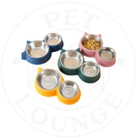 صحن طعام ستيل دبل دائري شكل قط