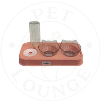 ماكلية 2 صحن بلاستيك شكل قطة مع مشربية اتوماتيك