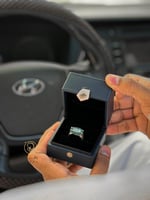 خاتم ملكي مقبض فضه عيار 925 - اخضر معرق