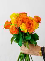 باقة ورد جوري أصفر وبرتقالي