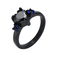 خاتم قلب اسود مع ازرق