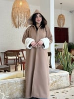 فروة نسائية شتوية جوخ فاخر مع فرو ناعم