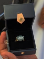 خاتم ملكي مقبض فضه عيار 925 - اخضر معرق