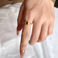 خاتم سلسلة مستطيل الشكل أسود