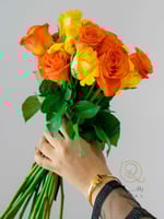 باقة ورد جوري أصفر وبرتقالي
