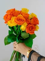 باقة ورد جوري أصفر وبرتقالي