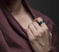 خاتم رجالي اسود مع ازرق