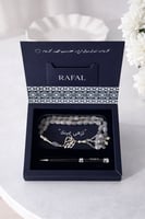 بوكس هدية رجالي فخم | سبحة عقيق + قلم فخم محفور با...