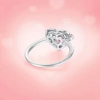 خاتم قلب مزدوج من الزركون الوردي