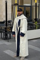 فروه دبل فيس مع شال سكري ‏ ‏غامق وكحلي