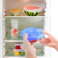 ‏‎غطاء لون أزرق لحاويات الطعام من السيلكون 6 قطع L...