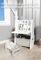 طقم مكتب وكرسي مع سبورة قابلة للتعديل ومخزن كتب وا...