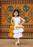 فستان شالكي برتقالي/ابيض