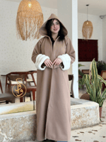 فروة نسائية شتوية جوخ فاخر مع فرو ناعم