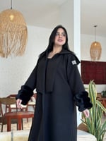 فروة نسائية شتوية جوخ فاخر مع فرو ناعم