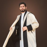 فروه رجالي دبل فيس مع شال اسود -وبيج