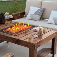 طاولة منقل (جذيـل) بشعلات الغاز الانيقة من الخشب ا...