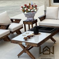 جلسه خارجية خشب ملكية بطاولة للفحم والحطب