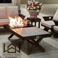 جلسه خارجية خشب ملكية بطاولة للفحم والحطب