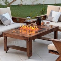 طاولة منقل (جذيـل) بشعلات الغاز الانيقة من الخشب ا...