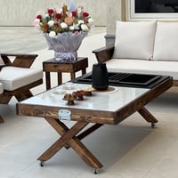 طاولة تدفئة منقل حطب للنار (فحم أو حطب ) خشب وسرام...