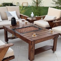 طاولة منقل (جذيـل) بشعلات الغاز الانيقة من الخشب ا...