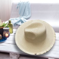 قبعة قش للشاطئ لون بيج فاتح