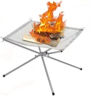 وجار متنقل للبر لاشعال الحطب شبكي فولاذي قابل للطي