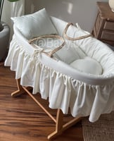 سلة موسى خيزران بمفرش سكري كسرات طويلة وقاعدة خشبي...