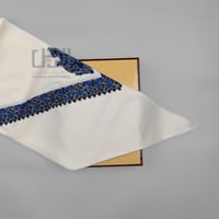 غترة بروجيه شتوي بيج مطرز باللون الازرق والرمادي!