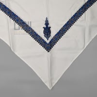 غترة بروجيه شتوي بيج مطرز باللون الازرق والرمادي!