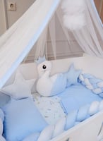 حواجز سرير اطفال ضفيرة مع لحاف ومخدات وشرشف وناموس...