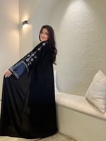 عباية غرام تطريز اكمام مع تفته كحلي