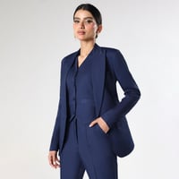 مجموعة بدلة رسمية منسوجة من اللينن بلون الكـحلي ال...