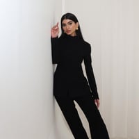 طقم بدلة بتصميم جاكيت عالي الرقبة مصفوف الأزرار مع...